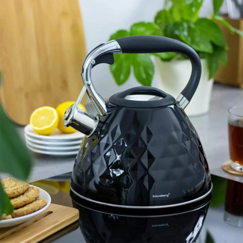 Klausberg KB-7455 Bollitore con fischietto in acciaio inossidabile da 2,7 l con manico Cool-Touch