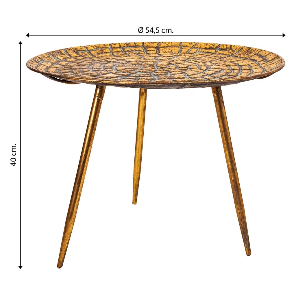 Tavolino in metallo dorato 54,5x54,5x40h