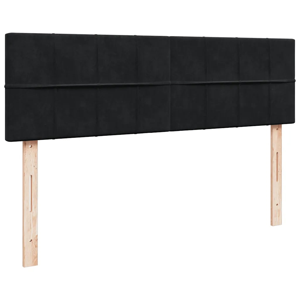 Struttura Letto Pouf con Materasso Nero 140x200 cm in Velluto 3312628