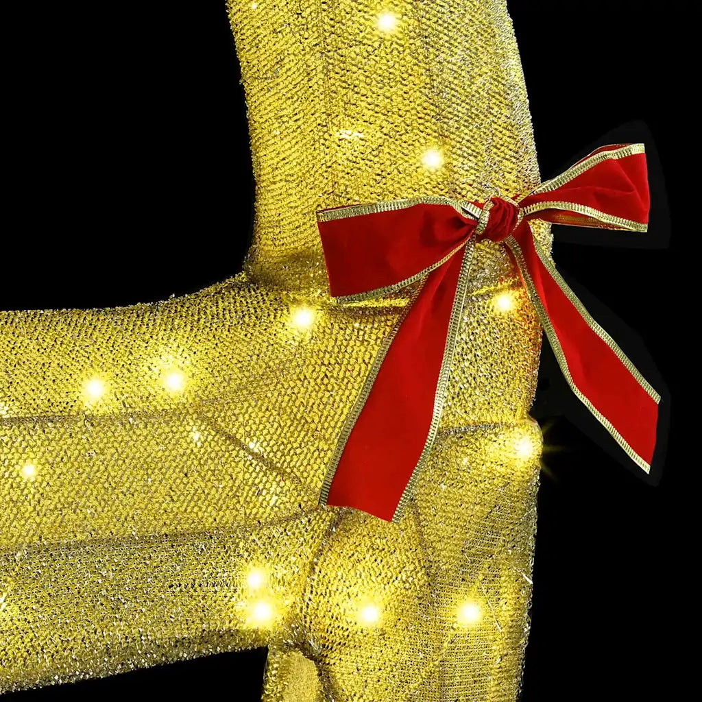 Slitta trainata da renna con 200 LED Bianco caldo Tessuto