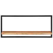 Mensole Parete 2pz 80x25x35 cm Legno Massello Acacia e Acciaio 338458