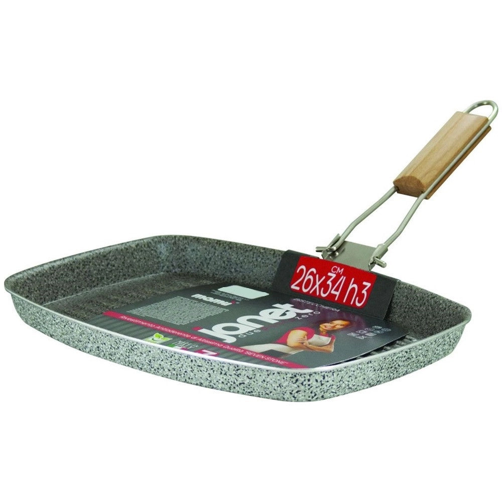 Trade Shop - Bistecchiera Rettangolare 26x34xh3cm Con Rivestimento Antiaderente Antigraffio 025927m -