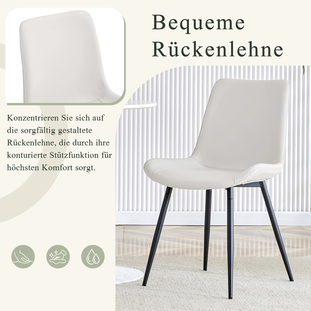 Sedia da pranzo con schienale ergonomico e piedini antiscivolo in PU bianco nero