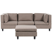 Divano moderno modulare a 3 posti con ottomana imbottito in tessuto poliestere con schienale imbottito Marrone stile moderno