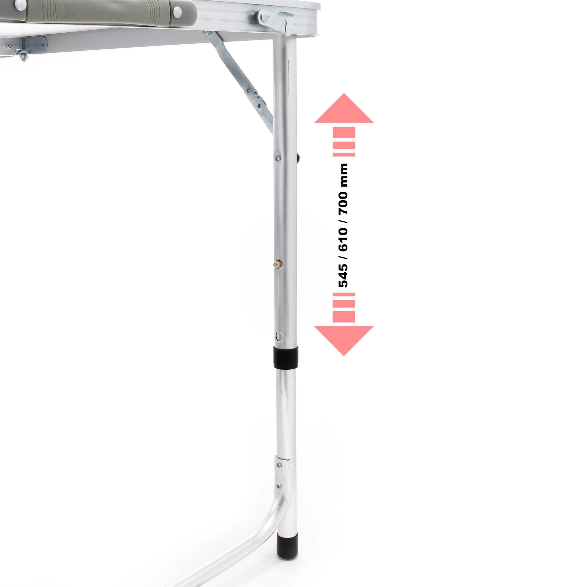 Toboli Tavolo da campeggio pieghevole 120x60x70cm altezza 54/61/70cm portatile e multiuso