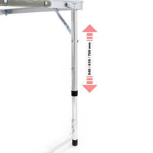 Toboli Tavolo da campeggio pieghevole 120x60x70cm altezza 54/61/70cm portatile e multiuso