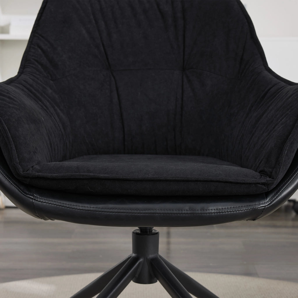 Poltrona girevole in ecopelle con seduta ergonomica e schienale avvolgente base in metallo nero 69 × 65 × 46 cm