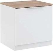 Comodino camera da letto Betti, Bianco/Sonoma, 50 x 50 cm con 1 porta, per riporre oggetti di uso quotidiano e combinabile