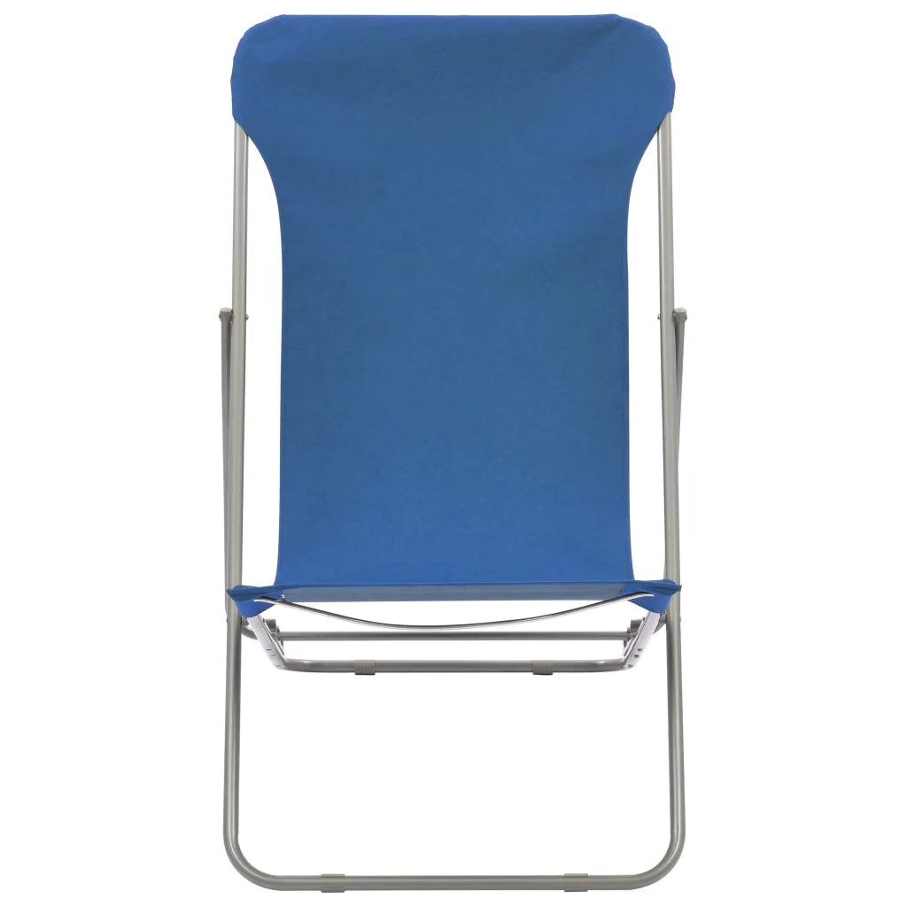 Sedie da Spiaggia Pieghevoli 2 pz | Sedie da Esterno Acciaio e Tessuto Oxford Blu