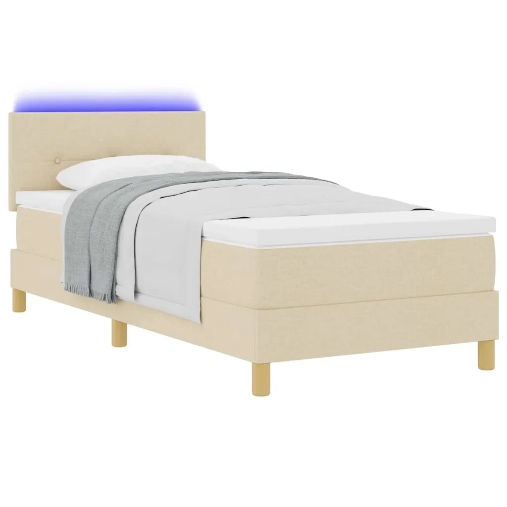 Letto a Sorgente LED con materasso Crema 90 x 200 cm Tessuto 3342413