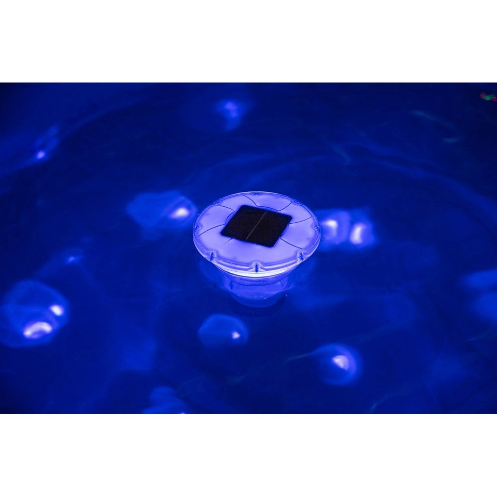 Trade Shop - Dosatore Per Pastiglie Cloro Galleggiante Piscina Con Luce Led Ad Energia Solare 58943 -