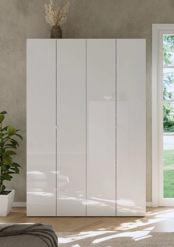 Mobile Portascarpe Spessa, Scarpiera 12 Ripiani, 126x35x186h cm Bianco Lucido