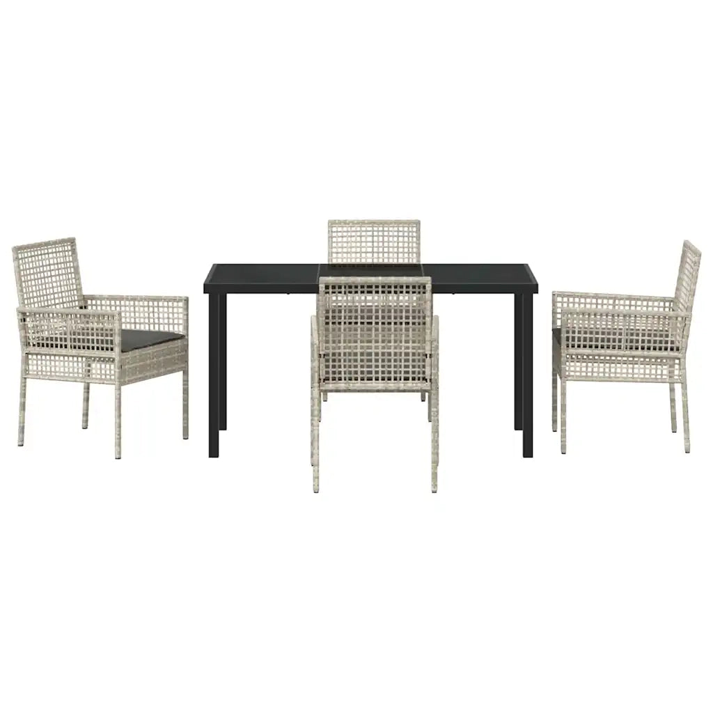 Set da Pranzo per Giardino 5 pcs Grigio chiaro polyrattan