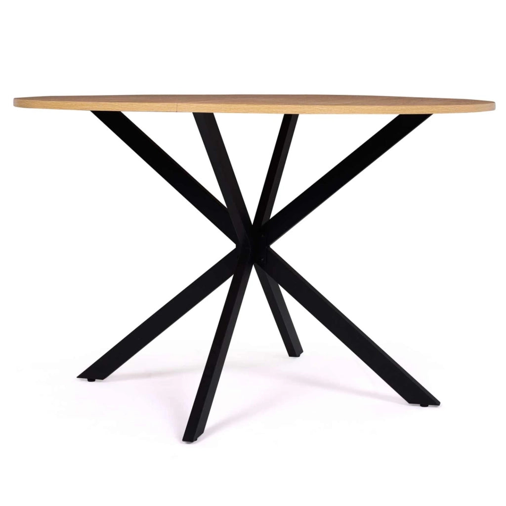 IDMarket - Tavolo da pranzo rotondo ALIX, legno e gambe a ragno nere, 4-6 persone, 110 cm