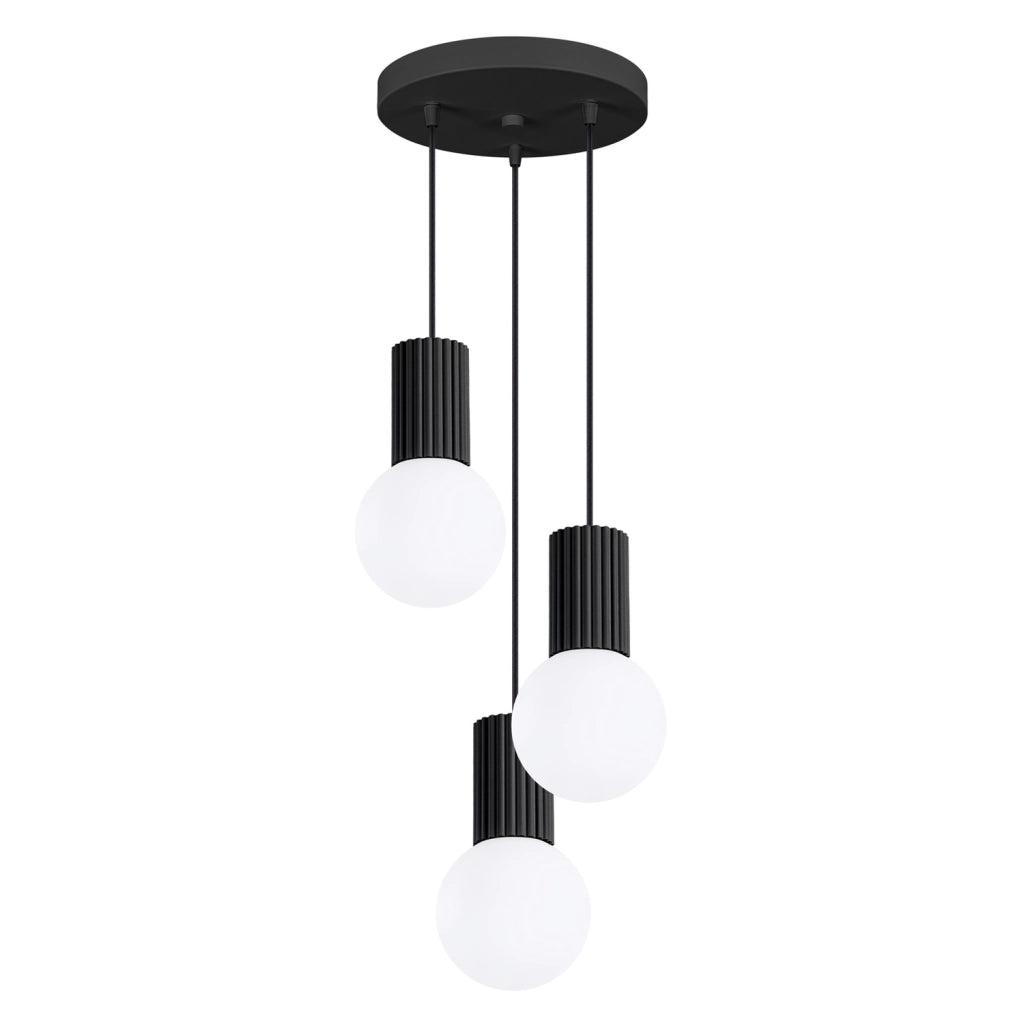 Lampada sospensione moderna 3 luci nera SFERA PureLume