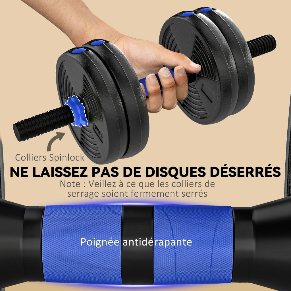Kit di manubri regolabili 15 kg 3 in 1 ¨C zephmum ¨C nero
