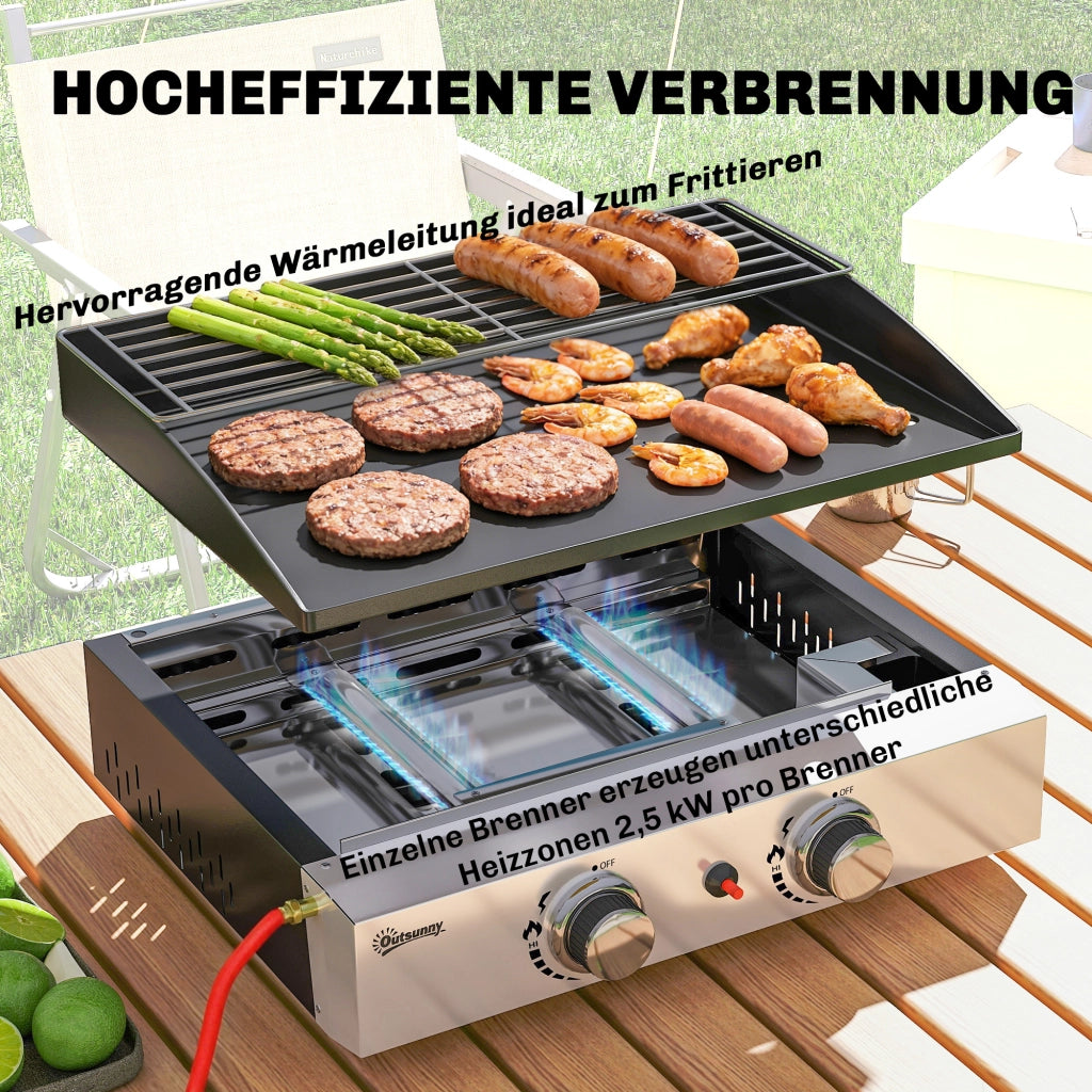 Barbecue a gas portatile 2 fuochi 5 KW ¨C zephmum ¨C grigio