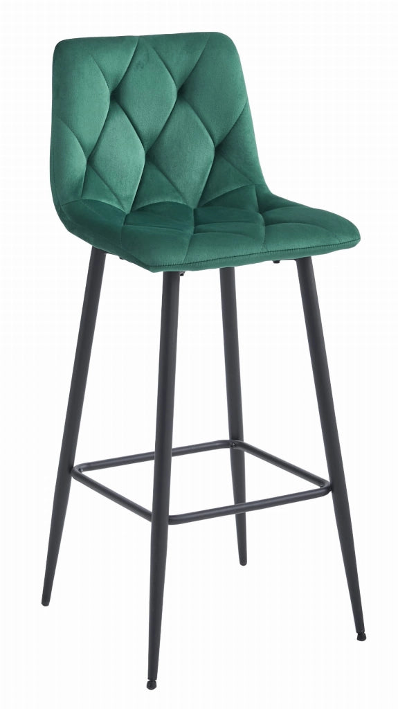 Sgabello Valora KODA in velluto verde scuro con gambe nere