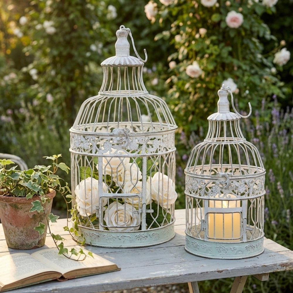 SET DI 2 GABBIE CLAIRE ROTONDE BIANCO ANTICO