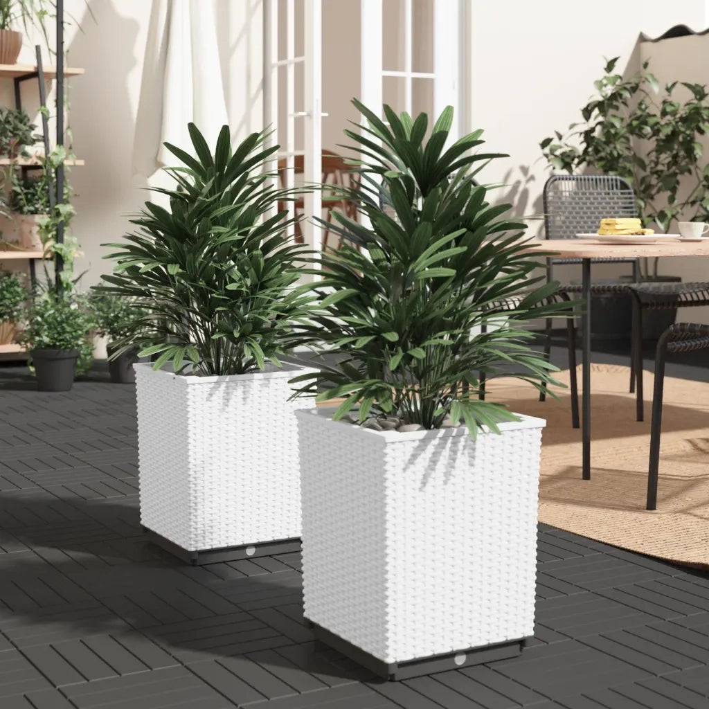 2 pz Fioriere | Cassetta per fiori | Vaso Bianche 30x30x37 cm in Polipropilene