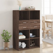 Credenza-Buffet-Armadio da cucina Rovere Marrone 80x42,5x124 cm in Legno Multistrato