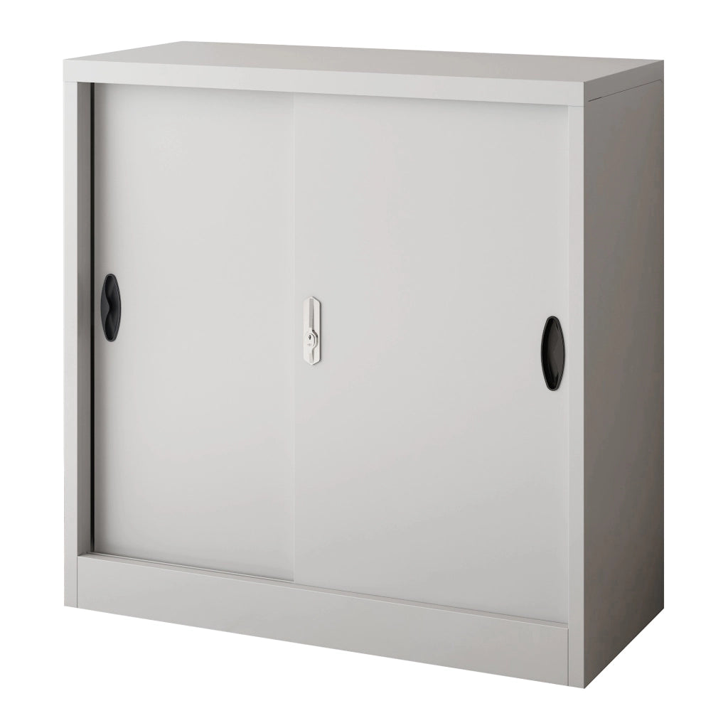 Armadietto da Ufficio Rieti 90x40x90 cm Ante Scorrevoli - Grigio chiaro [en.casa]