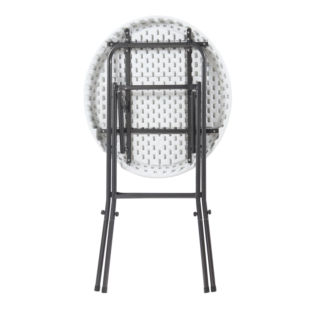 Tavolo alto pieghevole con piano rotondo 80 x 110 cm bianco 03_0011084