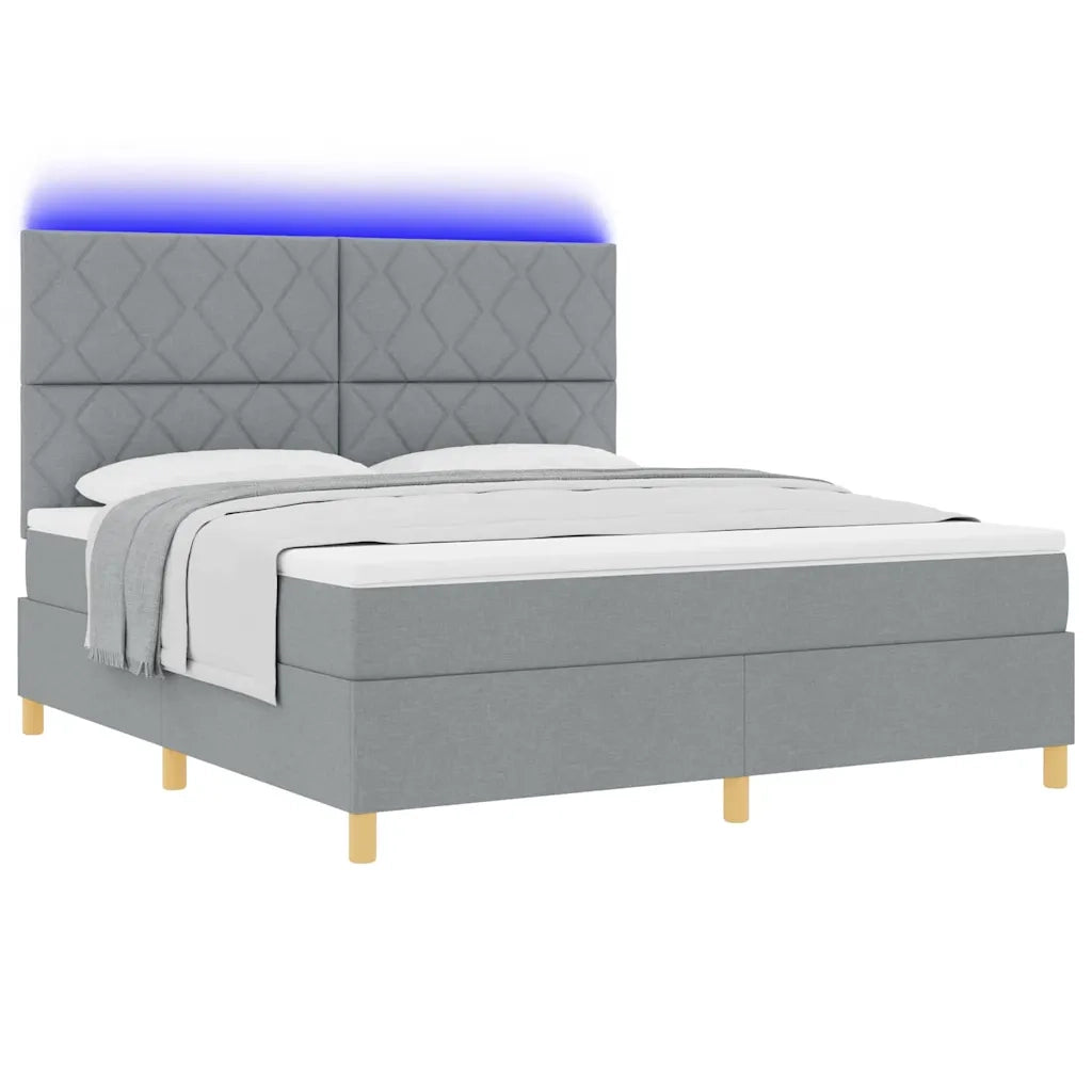 Letto a Sorgente LED Grigio chiaro 180 x 200 cm Tessuto 3343194