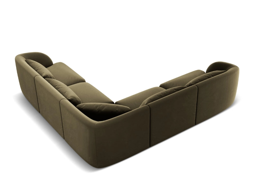 Cosmopolitan Design - Divano angolare reversibile "Tulum" 5 posti in velluto verde 