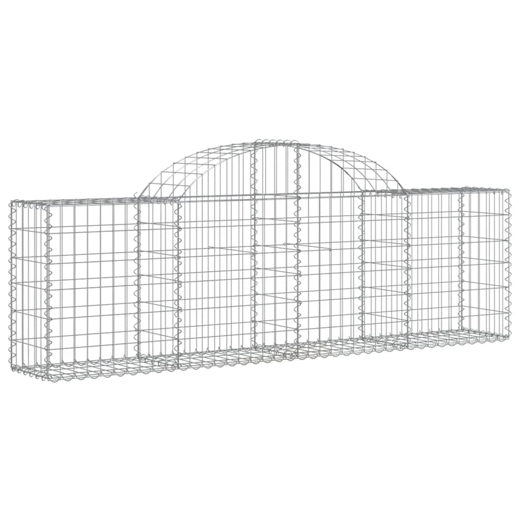 Cesto gabbione recinzione a gabbia muro di contenimento ad arco 200 x 30 x 60/80 cm ferro zincato argento 02_0040014