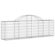 Cesto gabbione recinzione a gabbia muro di contenimento ad arco 200 x 30 x 60/80 cm ferro zincato argento 02_0040014