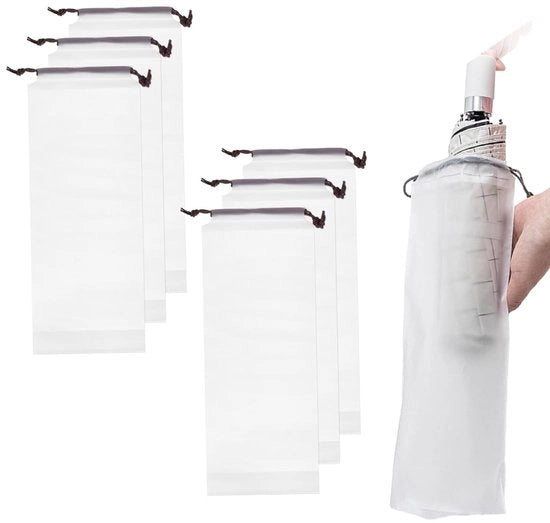 Set di 6 ombrelli da viaggio in plastica trasparente con tasca di stivaggio - compact - tessuto di Oxford resistente e duraturo