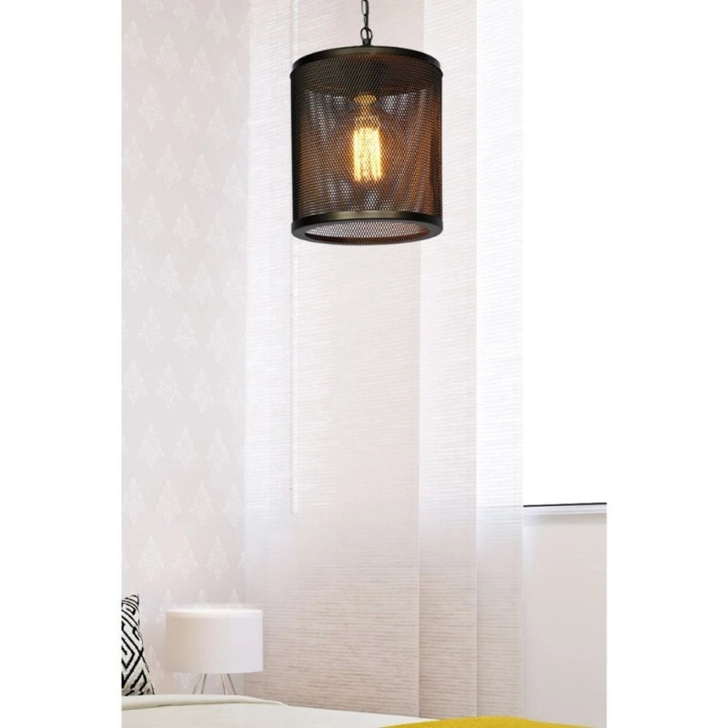 Lampada a sospensione Nadra MDL3857 in metallo reticolato nero