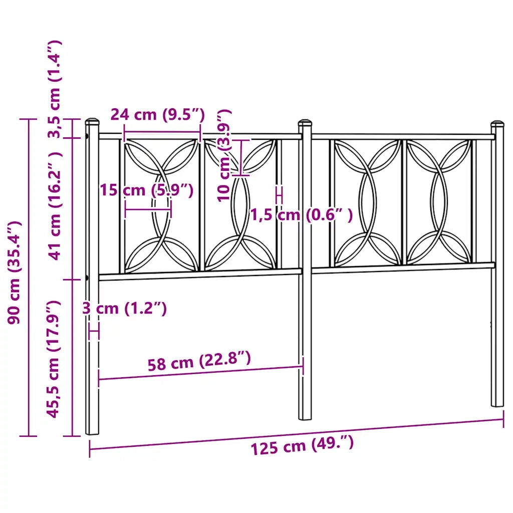 Testiera in Metallo Nero 107 cm