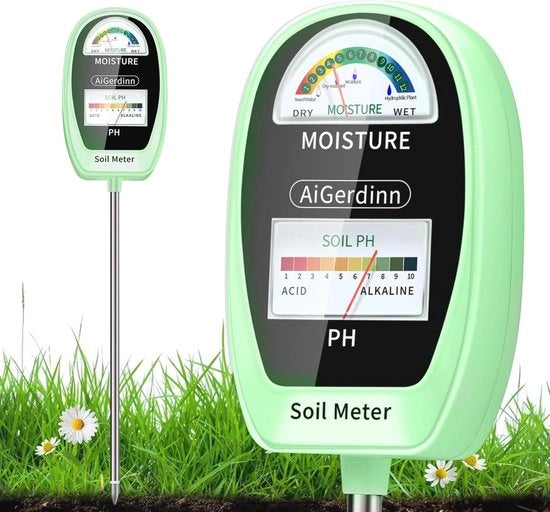 Misuratore di umidità del terreno e pH 2-in-1 - Doppia faccia per piante da giardino e da appartamento