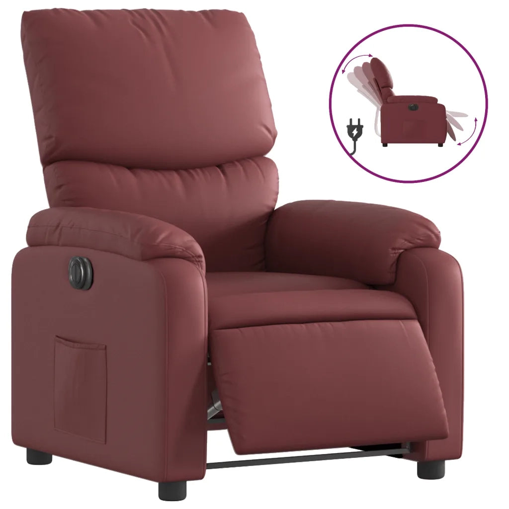 Poltrona | Sedia Relax Reclinabile Elettrica Rosso Vino in Similpelle