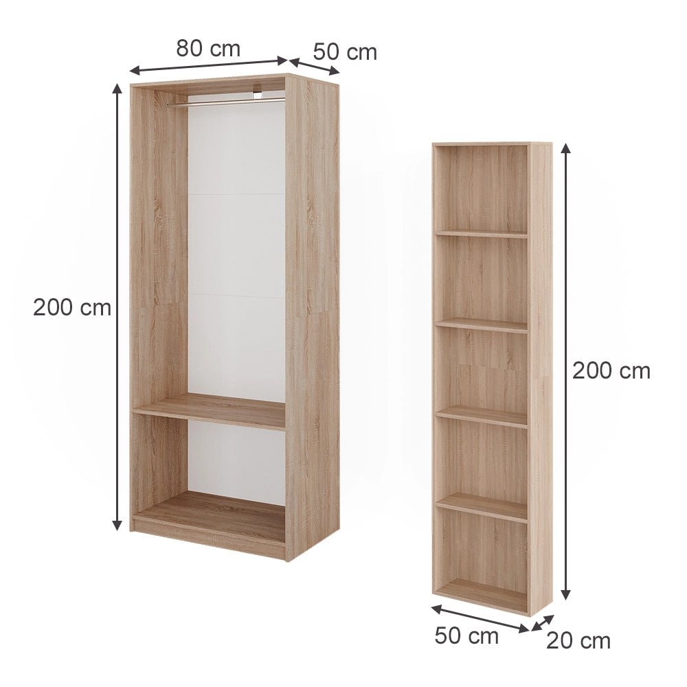 Armadio Elmo Sonoma 80 x 200 cm Set di 2 Vicco