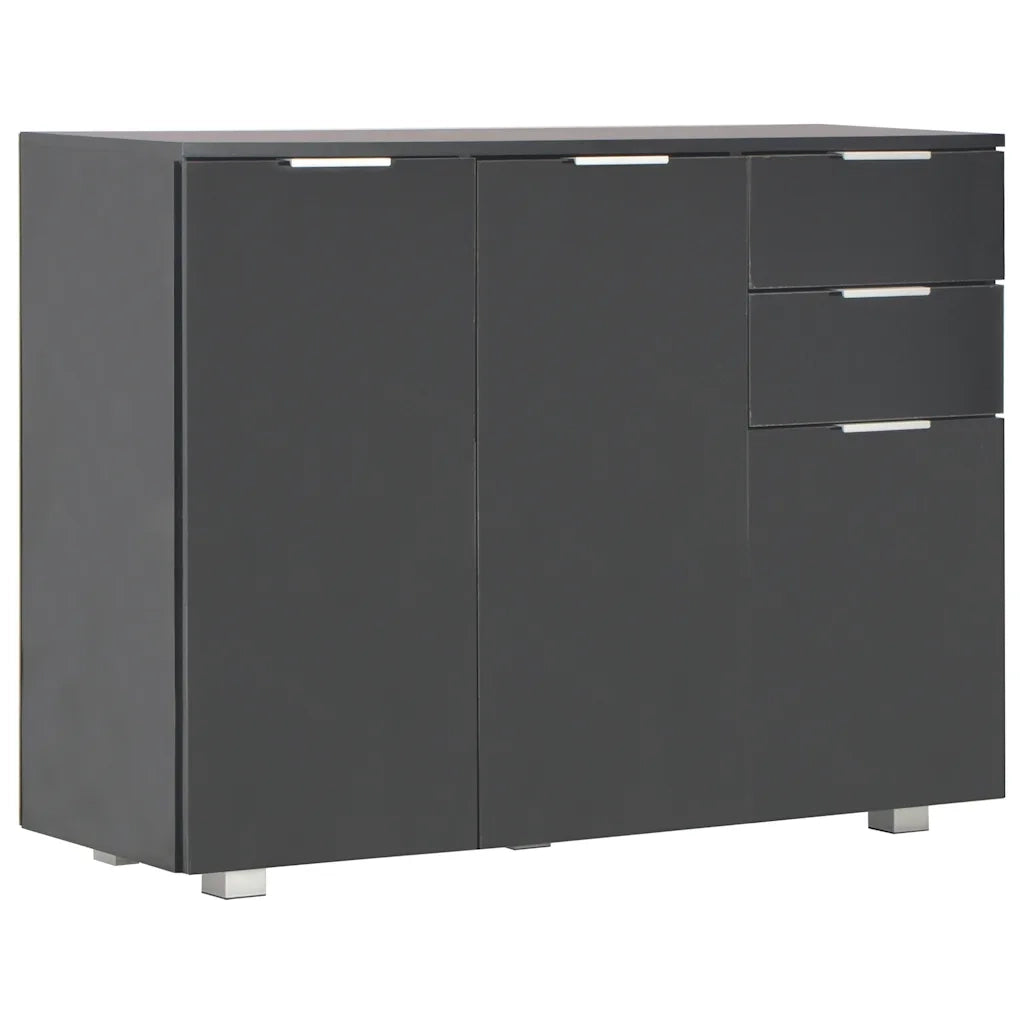 Credenza-Buffet-Armadio da cucina Nero Lucido 107x35x80,5 cm
