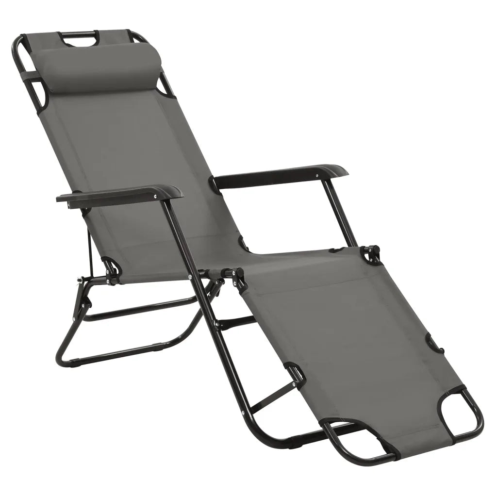Lettini Prendisole Pieghevoli2 pz e Poggiagambe Acciaio Grigio cod mxl 6124