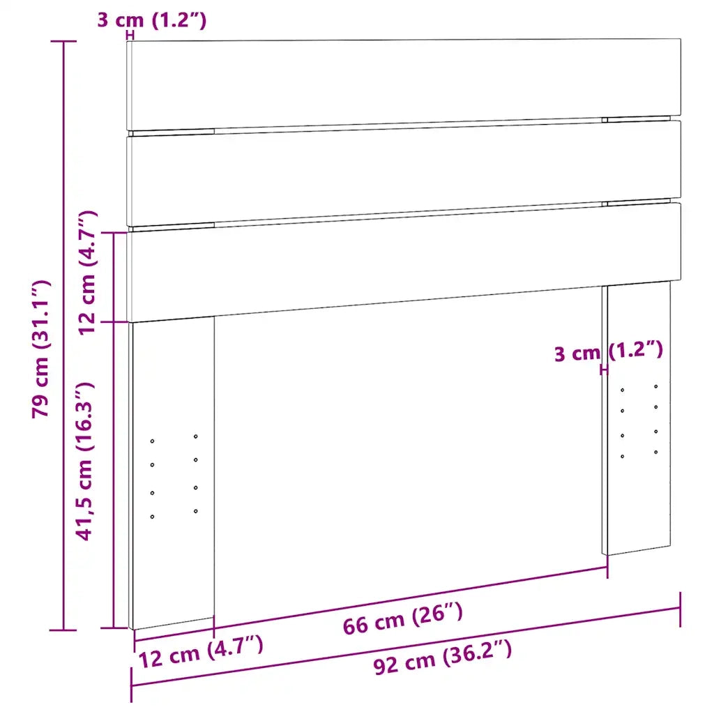 Testiera | Testata 90 cm in Legno Massello di Rovere