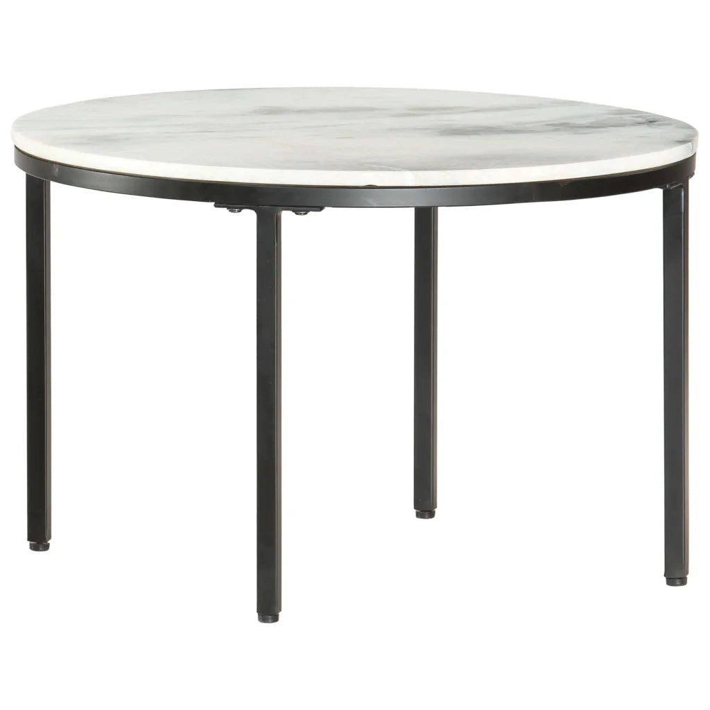 Tavolino da CaffÃ¨ Bianco e Nero Ã˜65 cm in Vero Marmo Solido cod mxl 15176