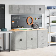 vidaXL Armadi da Garage 6 pz Grigio Cemento in Legno Multistrato