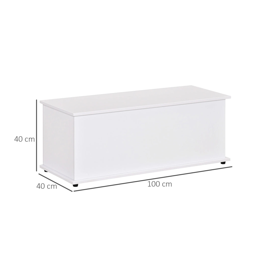 EasyComfort Panca Contenitore Multiuso in Legno Truciolare con Coperchio Apribile, per Camera e Ingresso, 100x40x40cm, Bianco
