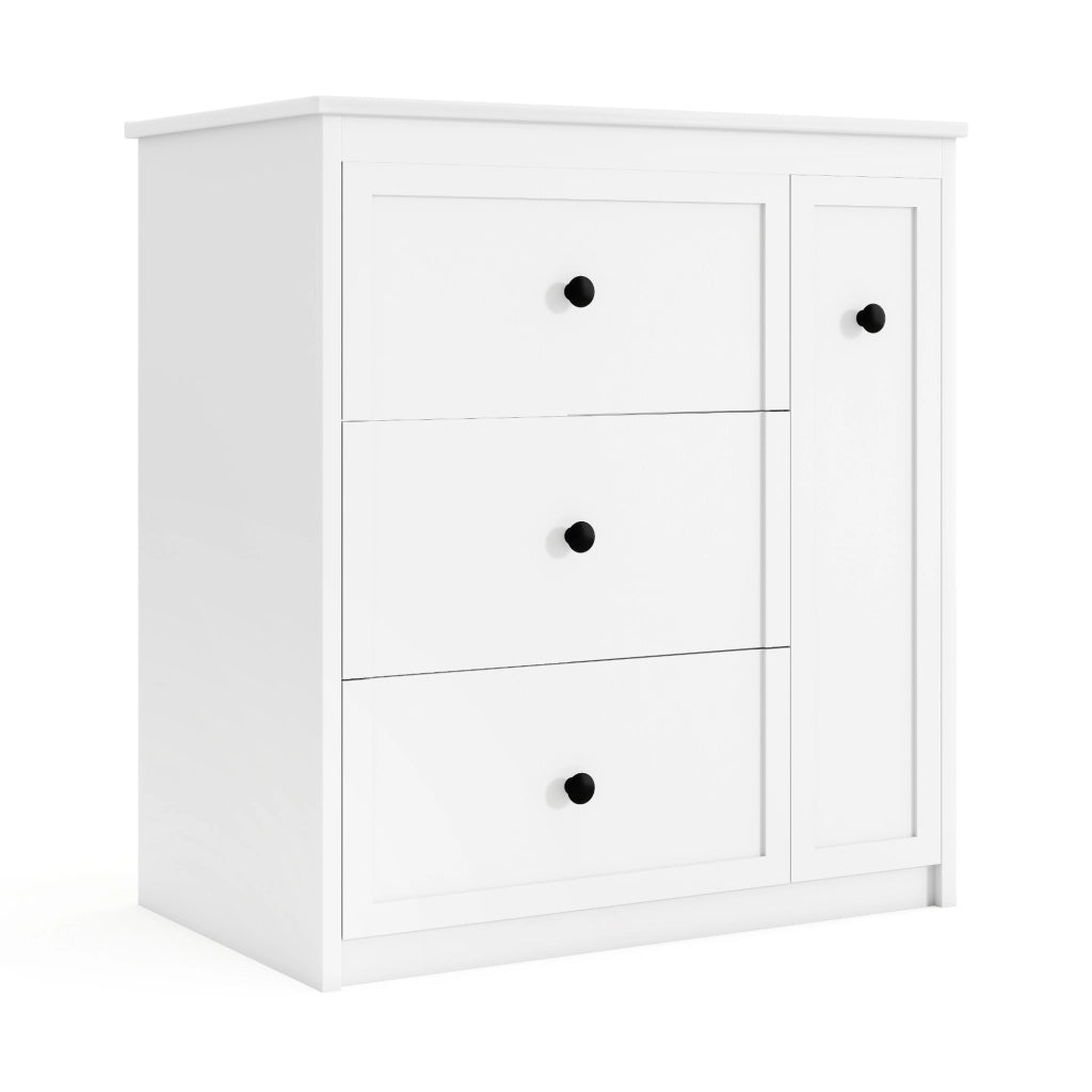 Mobile bagno freestanding 76 x 46 x 82 cm con lavabo in ceramica integrato, 4 cassetti, bianco
