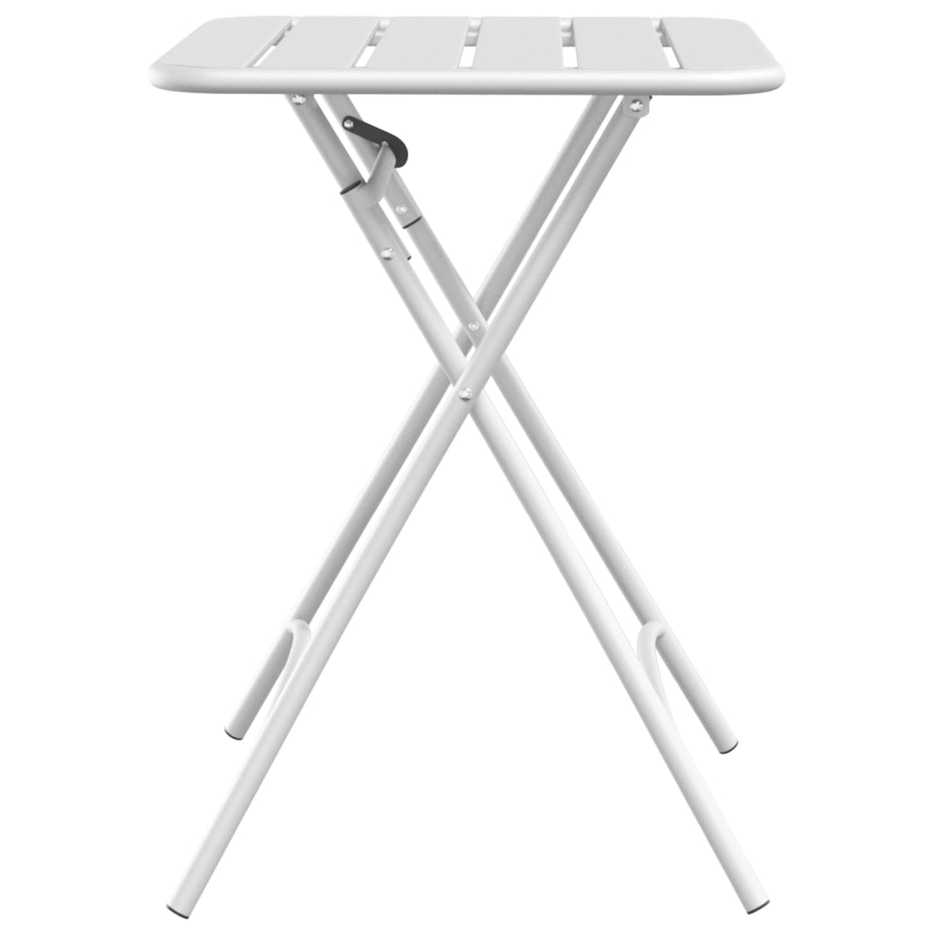 Tavolo da Giardino Pieghevole  Bianco 55x55x73 cm in Acciaio