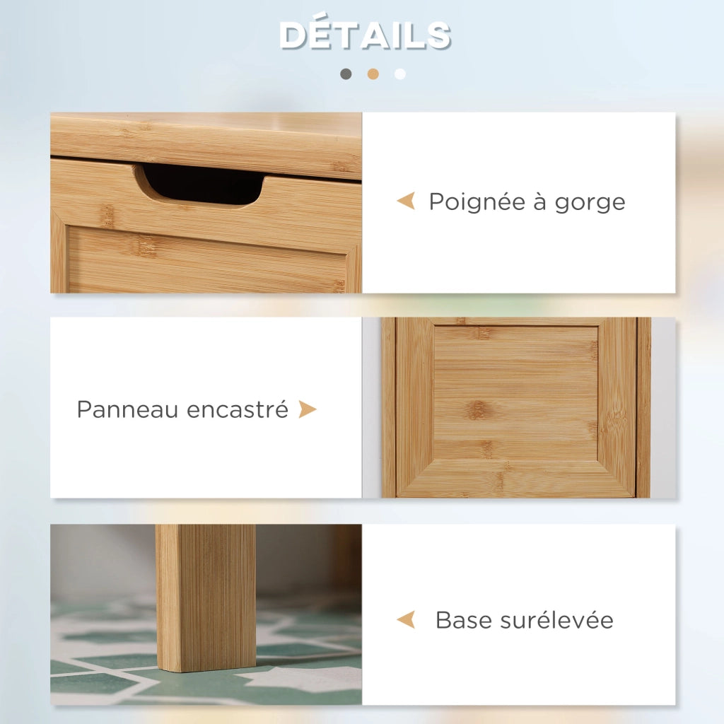 Mobile colonna per bagno in bamb¨´ con 2 cassetti e ripiano ¨C zephmum ¨C 30x30x90 cm