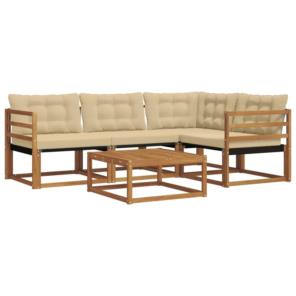 Set di divani da esterno con cuscino 5 pcs Naturale e Beige 3369424