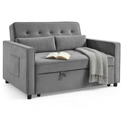 Divano Letto 2 Posti in Velluto Soft con Letto Estraibile e Struttura Rinforzata Grigio