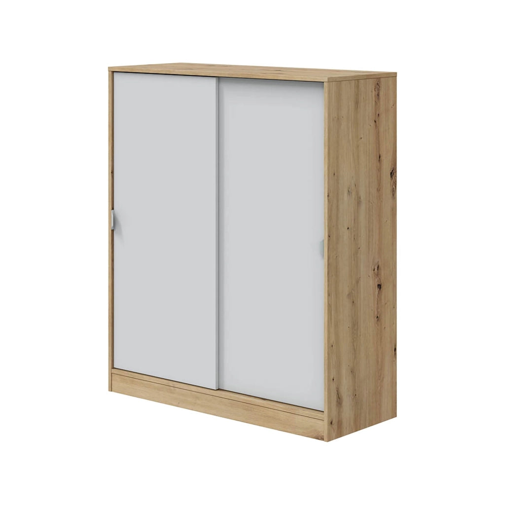 Armadio Camera da Letto Resana, Guardaroba 2 Ante 4 Ripiani, 40x119h cm Marrone Rovere Nodi