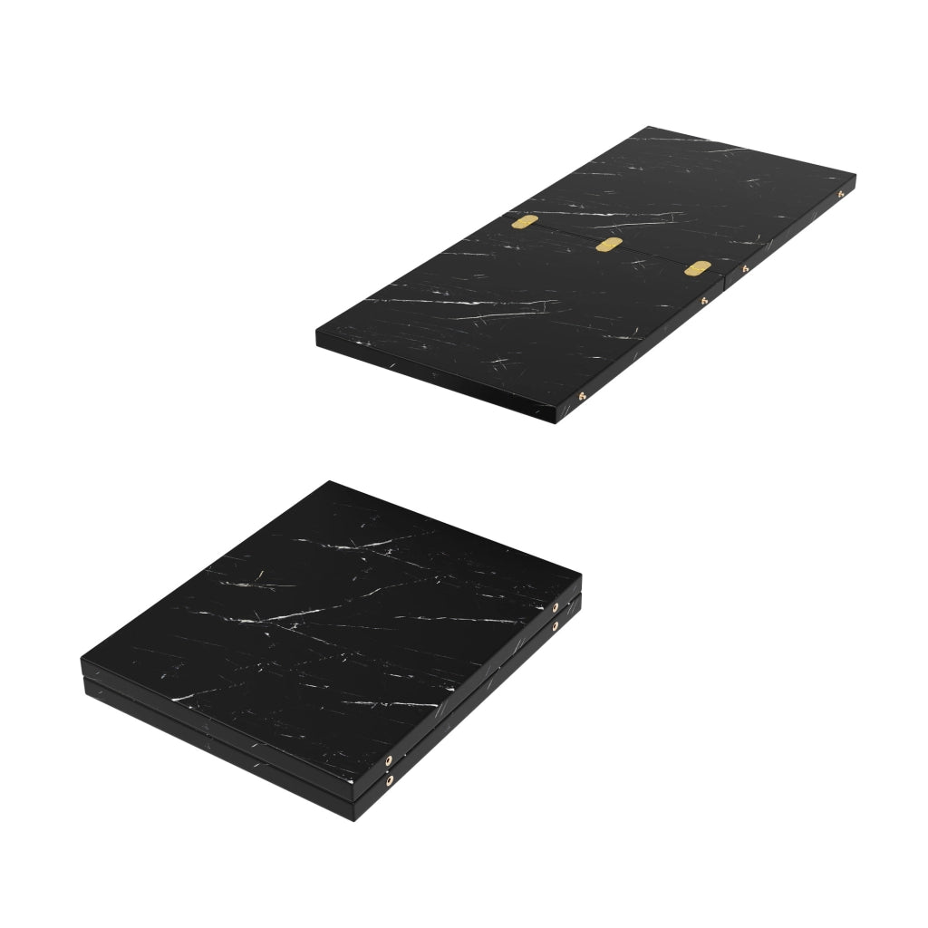 Tavolo rotondo allungabile effetto marmo 100/140 cm in MDF e metallo nero